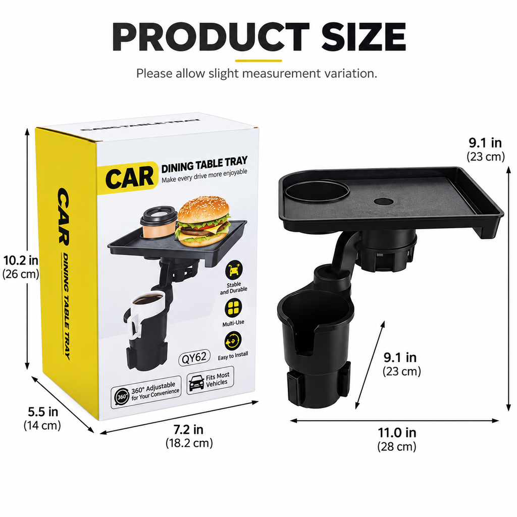 360° Rotating Car Cup Holder Tray