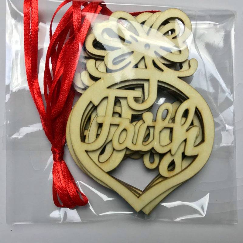 Christmas hanging wooden hollow pendant 6 piece set
