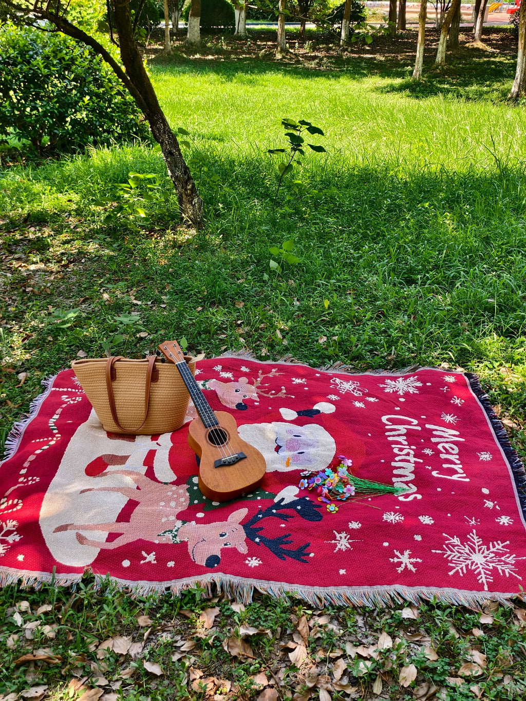 Thick Knitted Gold Thread Christmas Sofa Throw