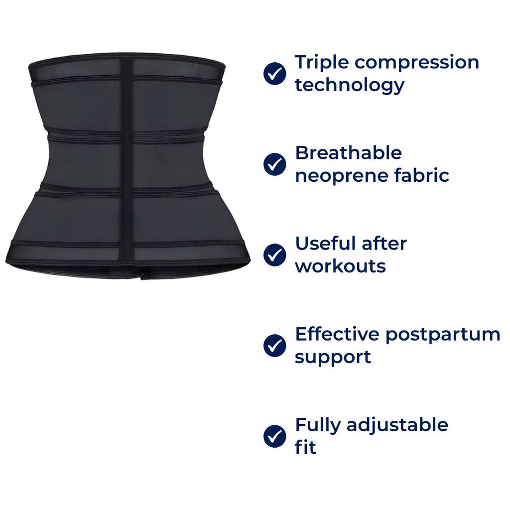 ThermoCore | Waist Trainer Belt – Triple Compression – Breathable Neoprene Fit – Post‑Workout & Postpartum Use