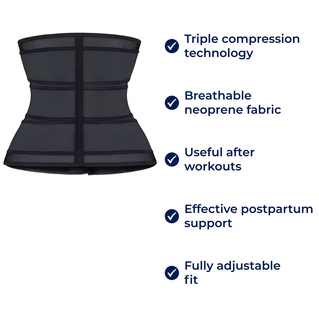 ThermoCore | Waist Trainer Belt – Triple Compression – Breathable Neoprene Fit – Post‑Workout & Postpartum Use