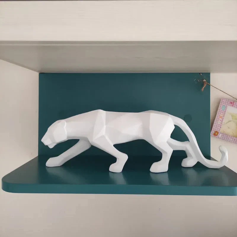 Panther Statue, Animal Figure, Abstract Geometric Style, Resin, Leopard Sculpture, Home Office, Desktop Decoration, Crafts