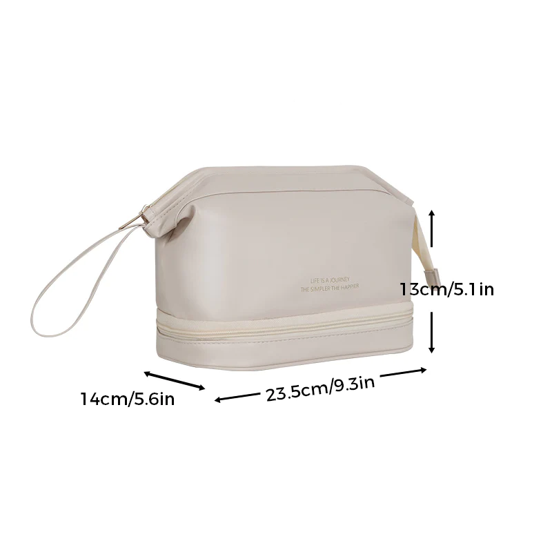 Large Travel Cosmetic Bag with Double-Layer Design
