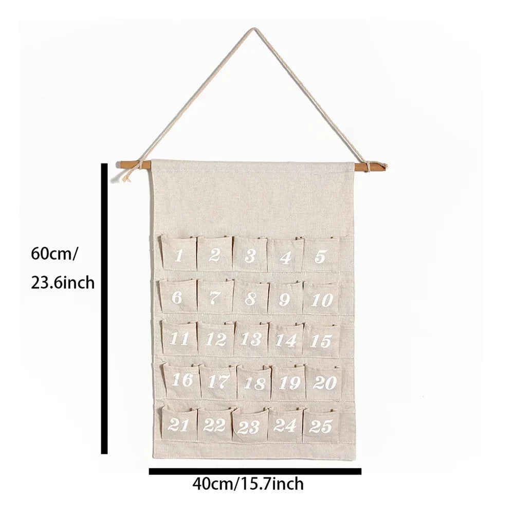 Cotton Advent Calendar with 24 Pockets – Sustainable & Reusable Christmas Decoration
