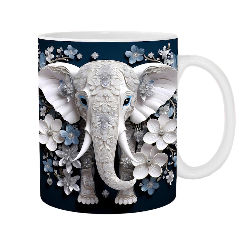 3D Elephant Flowers Mug