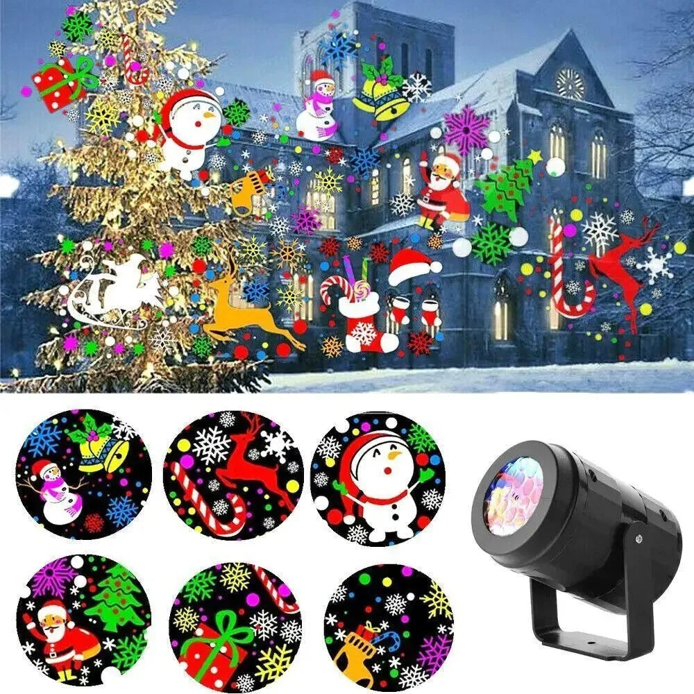 LED Christmas Projector Snowflakes Light Show – Waterproof Outdoor Lamp with 16 Patterns