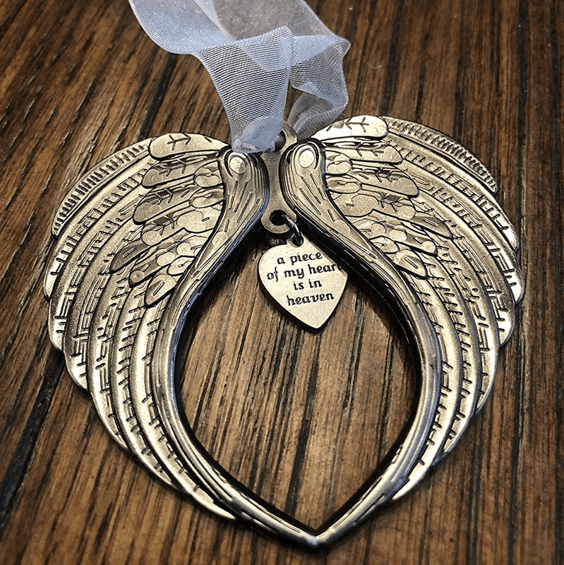 Christmas Tree Memorial Ornaments Angel Wings Bell Pendant Hanging Decoration