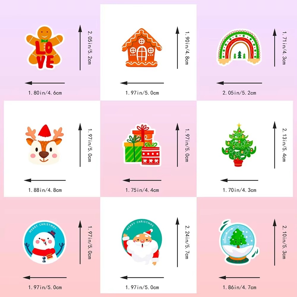 50pcs Waterproof Christmas Vinyl Stickers for Holiday Decorating, Gifts, and Party Favors