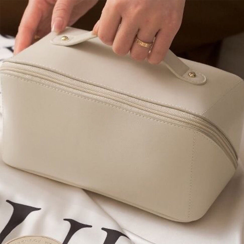 Large Travel Cosmetic Bag with Double-Layer Design
