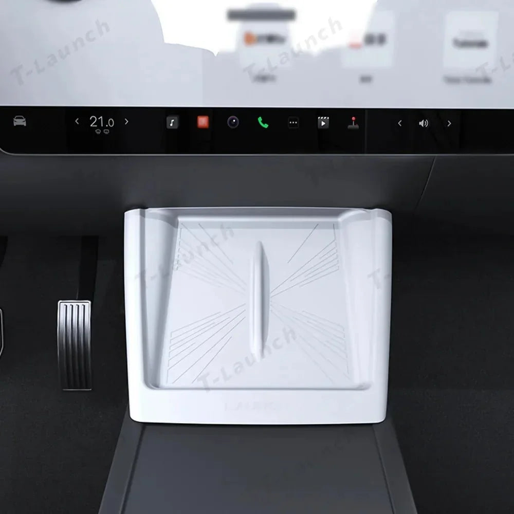 Full-Cover Non-Slip Silicone Wireless Charging Area Mat for Tesla Model Y Juniper 2025+ / Model 3 Highland 2024+
