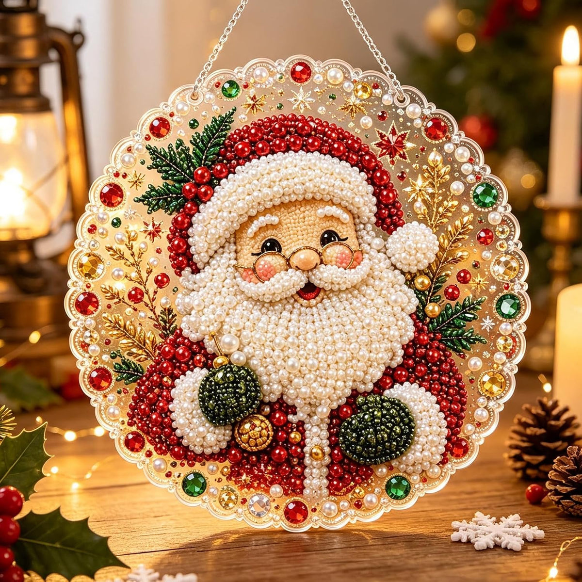 DIY Christmas Pearl Diamond Art Painting Kit, 3D Pearl Diamond Art Kit for Christmas