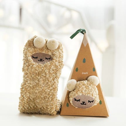 Christmas socks in gift box design | Plush house & cuddle socks | Universal size