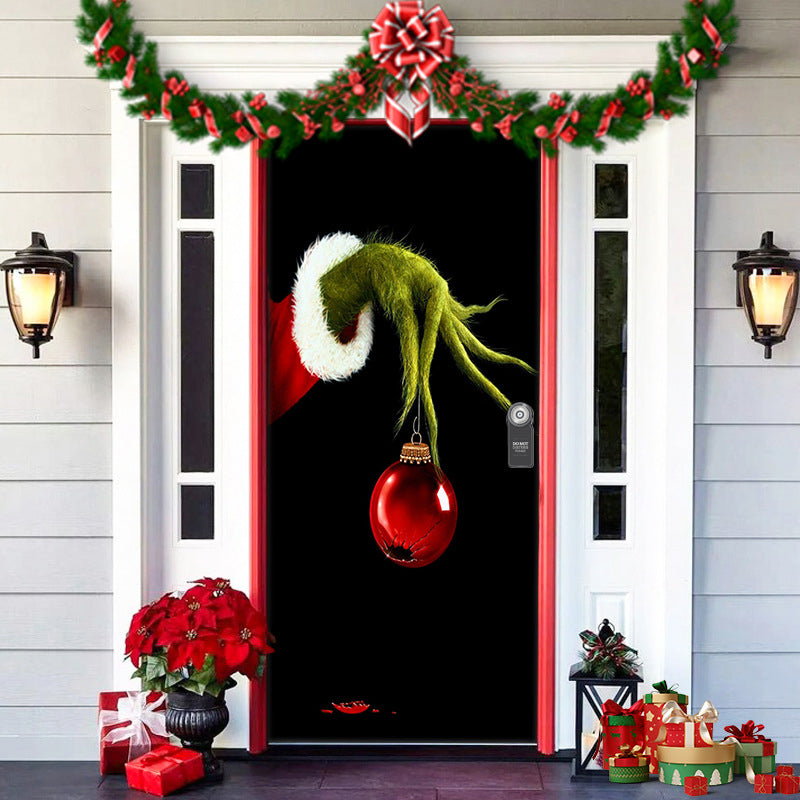 Christmas Door Decoration | Fabric Door Cover | Washable & Reusable