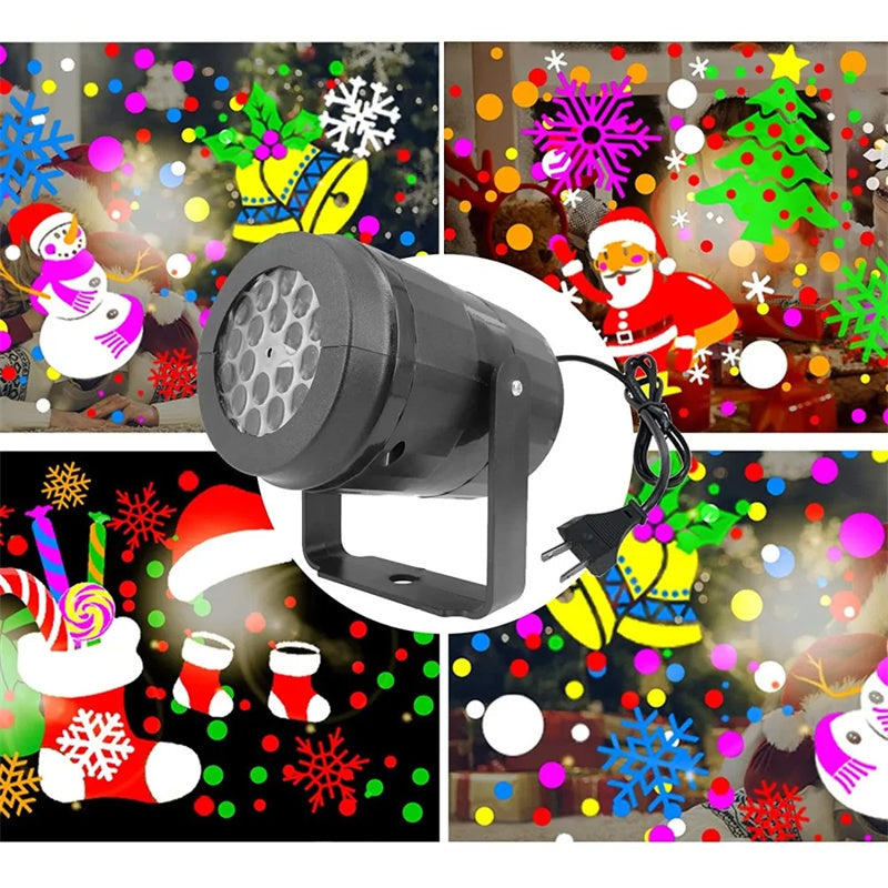 LED Christmas Projector Snowflakes Light Show – Waterproof Outdoor Lamp with 16 Patterns