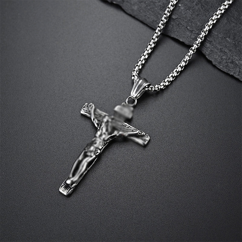 Titanium Steel Cross Pendant Necklace