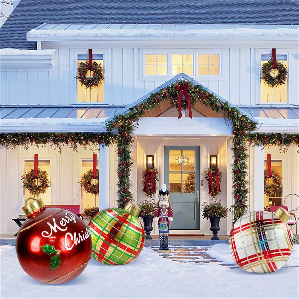 Inflatable Christmas decorative balls | PVC outdoor balls | Weatherproof & reusable | Various designs