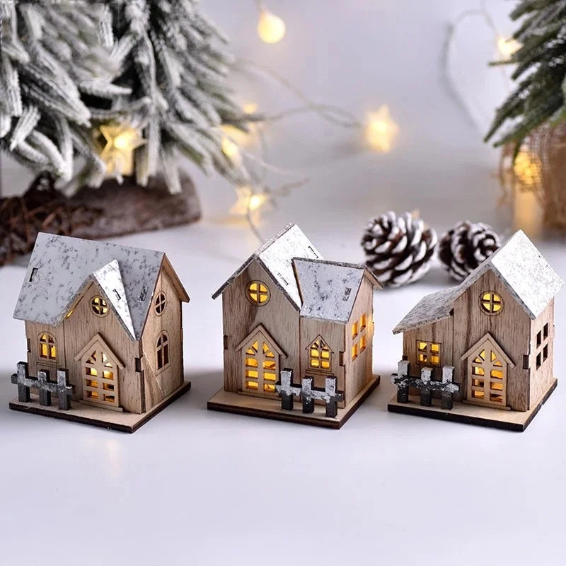Wooden Christmas LED Light House with Warm Lighting