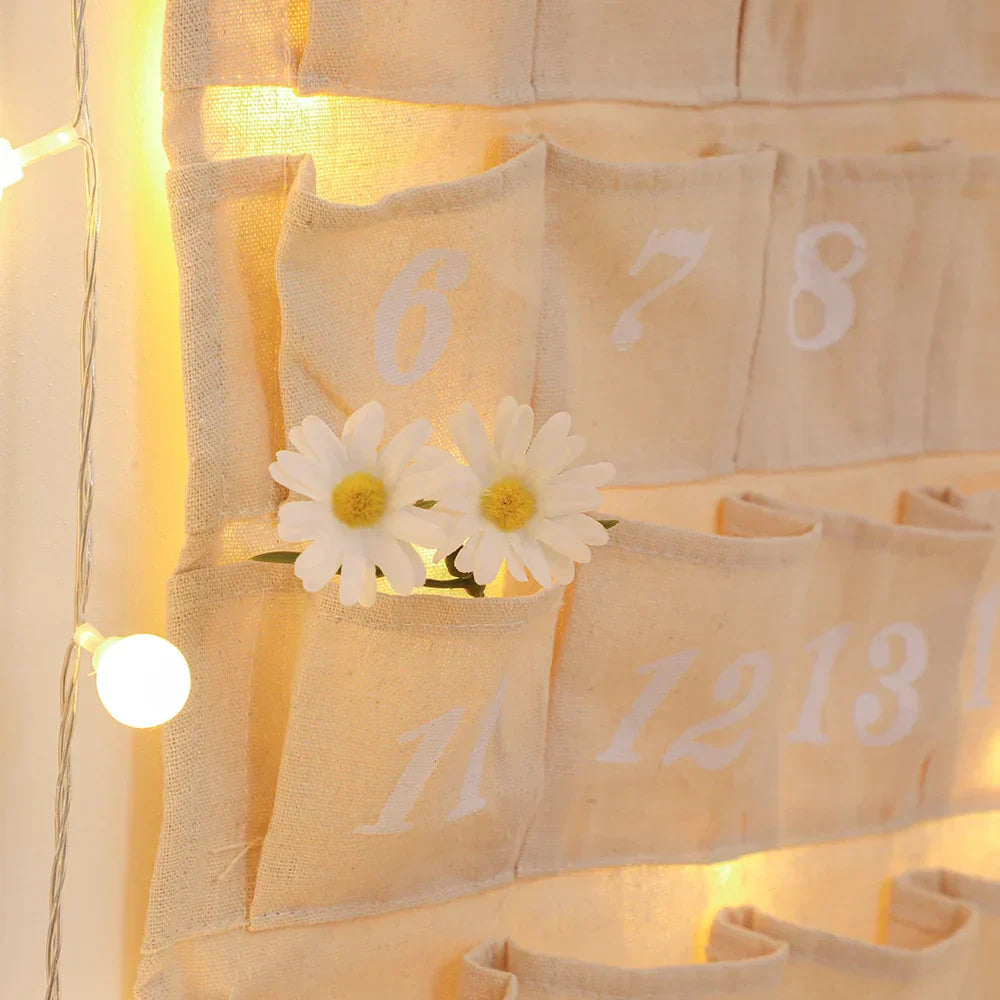 Cotton Advent Calendar with 24 Pockets – Sustainable & Reusable Christmas Decoration
