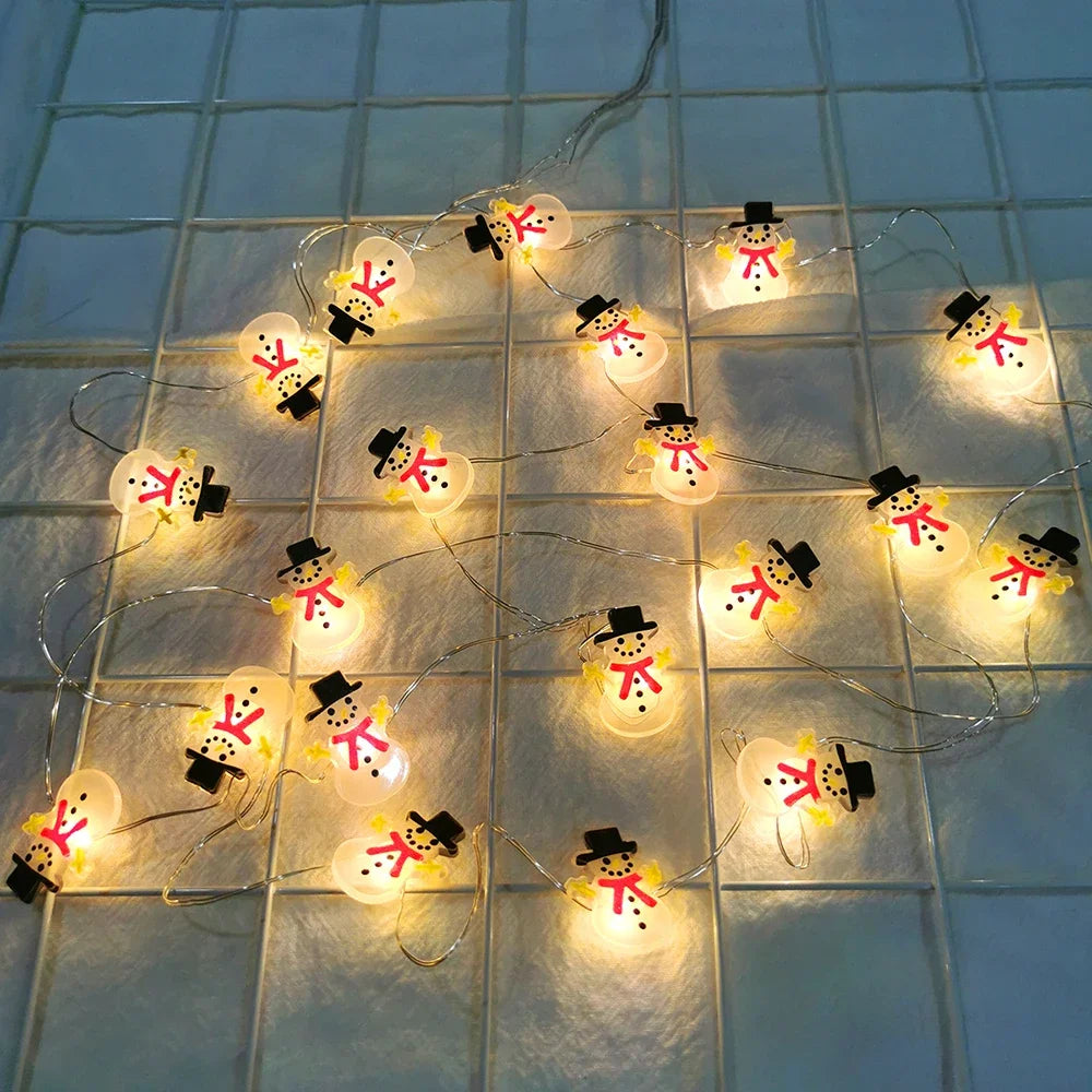 Lumirelle | LED Fairy Lights Christmas | Santa & Snowman Motifs | Warm White Light | For Tree, Window & Table Decor