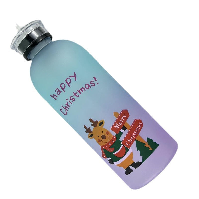 Ladies Motivational Water Bottle with Cheerful Christmas Design