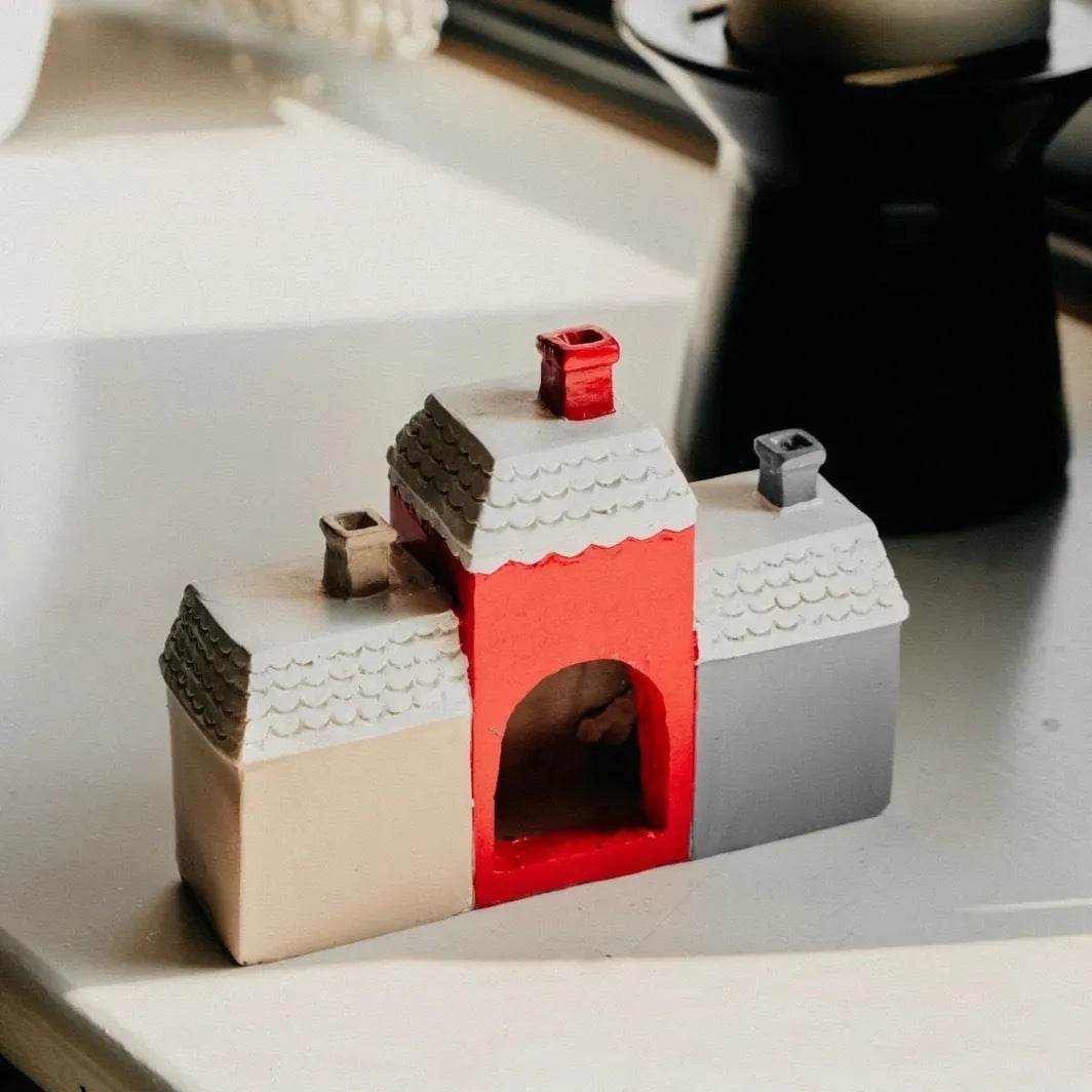 Christmas Small House Decorations Resin Winter Incense Cone Burner Decoration Landscape Decorative Gift