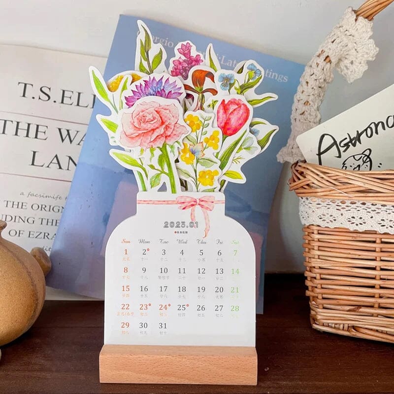 2024 Desk Calendar with Wooden Frame