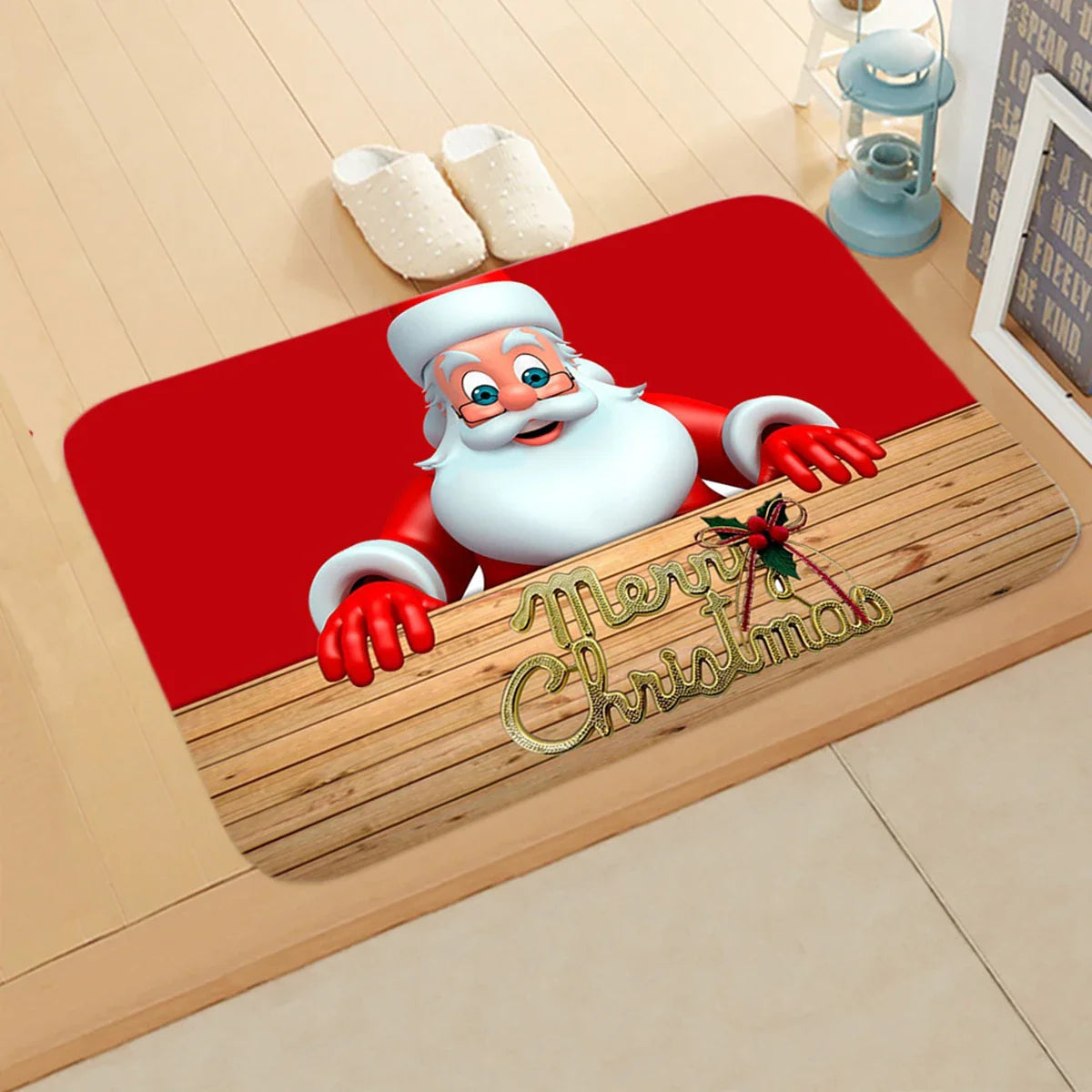 Kerstmat met Kerstman – Feestelijke Deurmat voor Binnen en Buiten