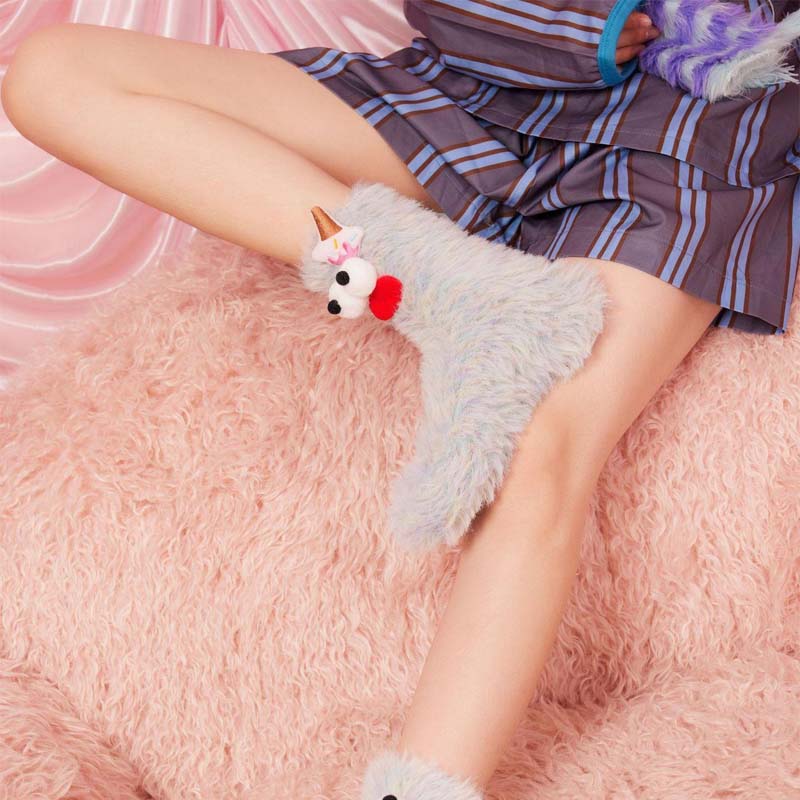 Coral velour three-dimensional original socks