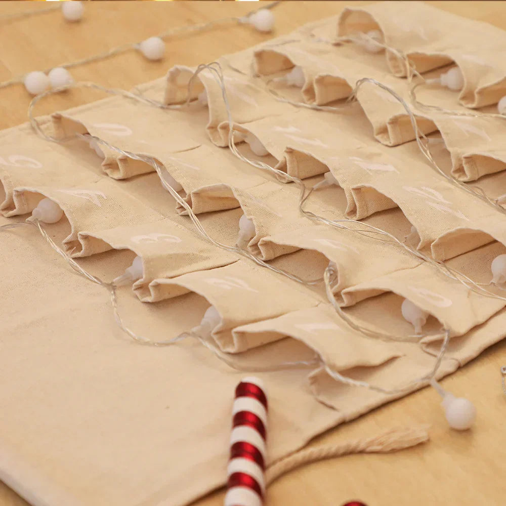 Cotton Advent Calendar with 24 Pockets – Sustainable & Reusable Christmas Decoration