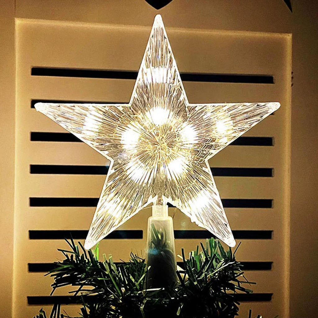 Bright Christmas Star – LED Illuminated Tree Topper for Christmas Tree, Sparkling Christmas Decoration for Festive Lighting and Elegant Decor