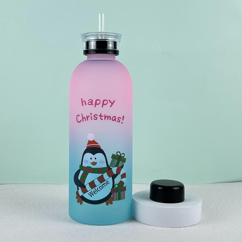 Ladies Motivational Water Bottle with Cheerful Christmas Design