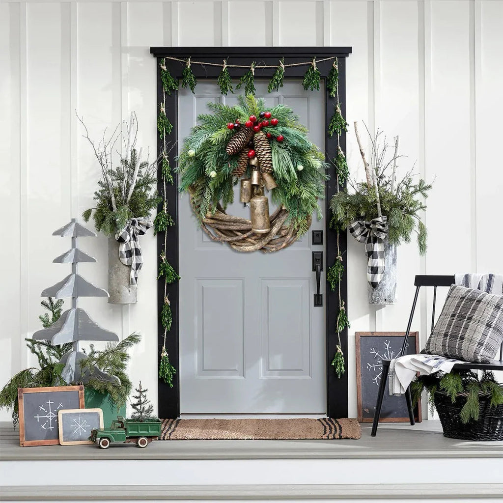 Boho Christmas wreath with bells | Door & wall decoration | Handmade