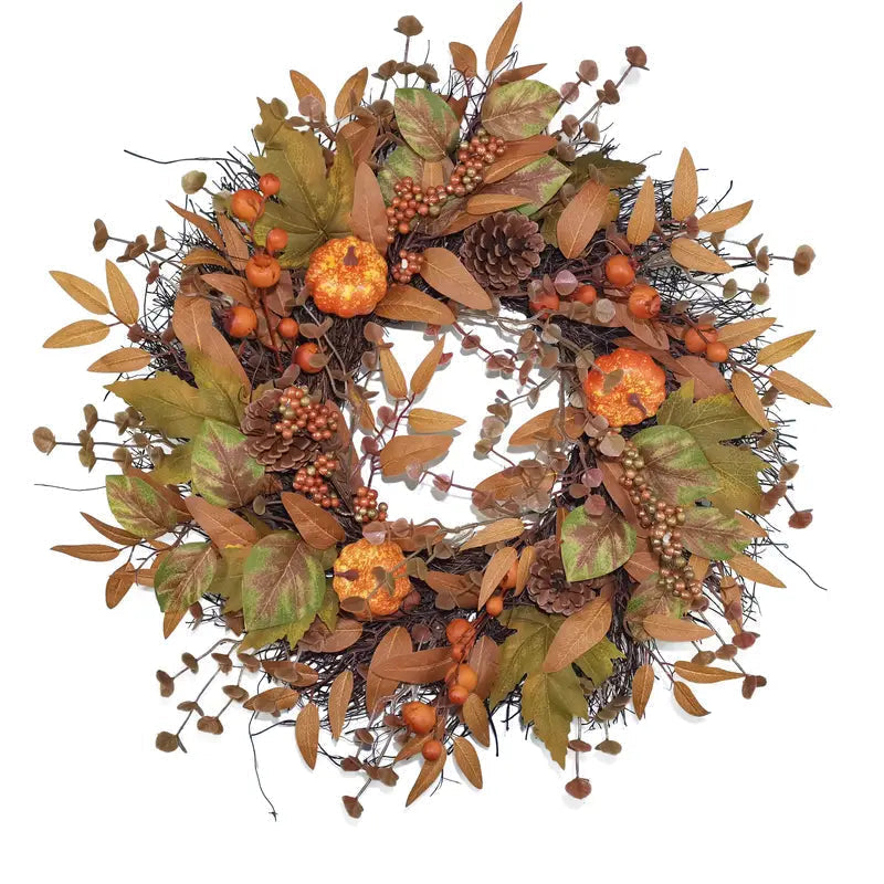 Autumn wreath with pumpkins | Door wreath for Halloween and Christmas