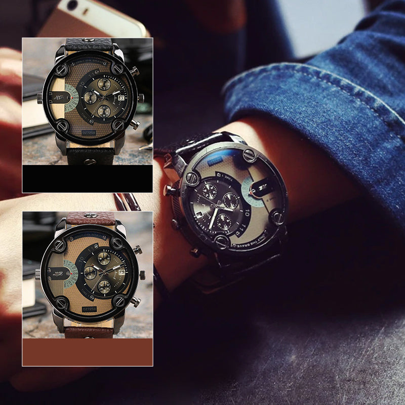 Men's Fashion Large Dial Style Steel Band Watch