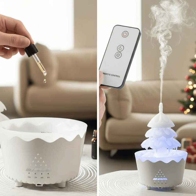 Christmas Tree Scent Diffuser with Adjustable Mist and LED Light
