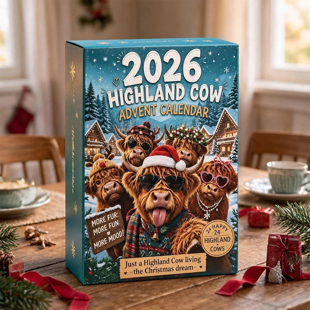Scottish Highland Cow Christmas Advent Calendar 2026 - 24 Funny Figurines