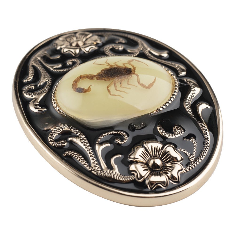 Scorpion Inlay Western Floral Cowboy Belt Buckle