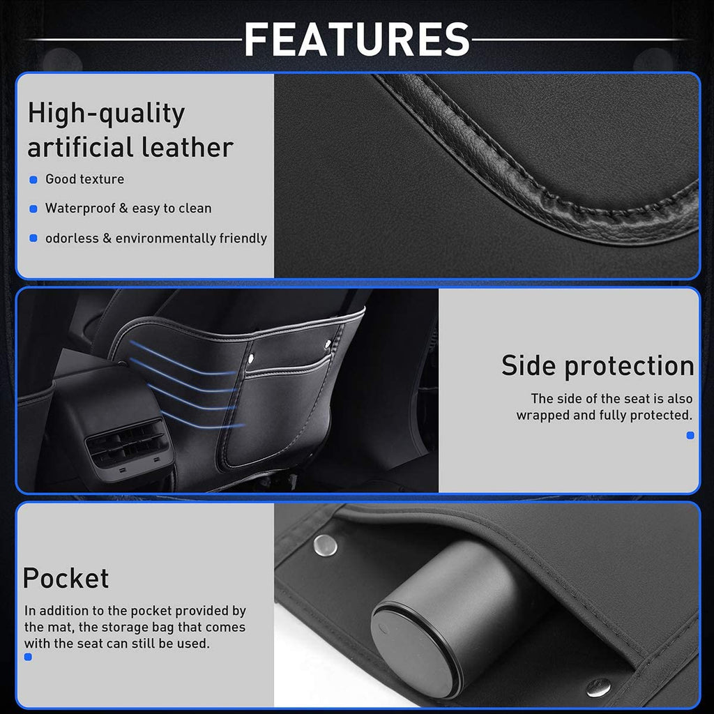 Seat Back Kick Protector for Model 3/Y | Storage Pockets | Easy Clean | Sikunuo