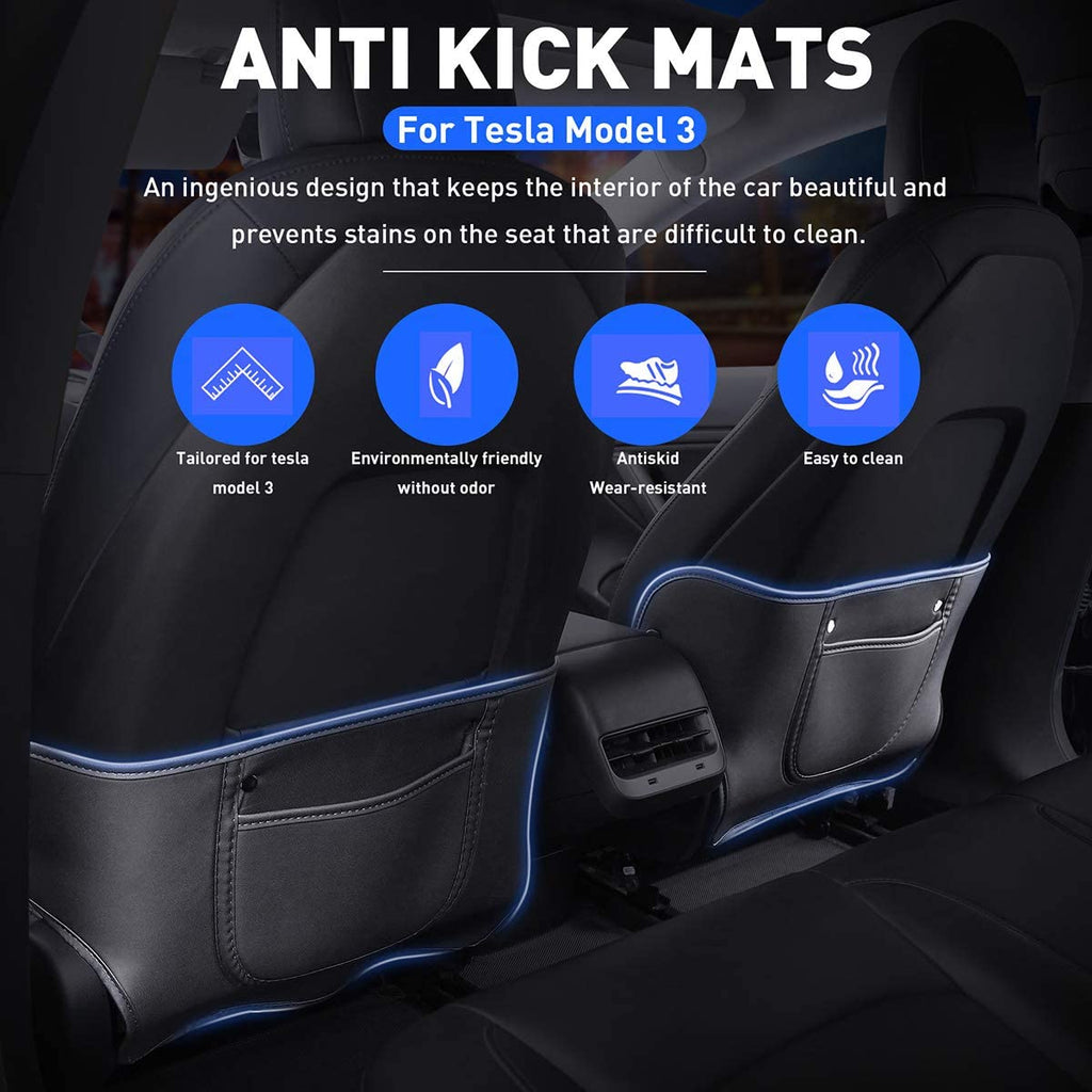 Seat Back Kick Protector for Model 3/Y | Storage Pockets | Easy Clean | Sikunuo