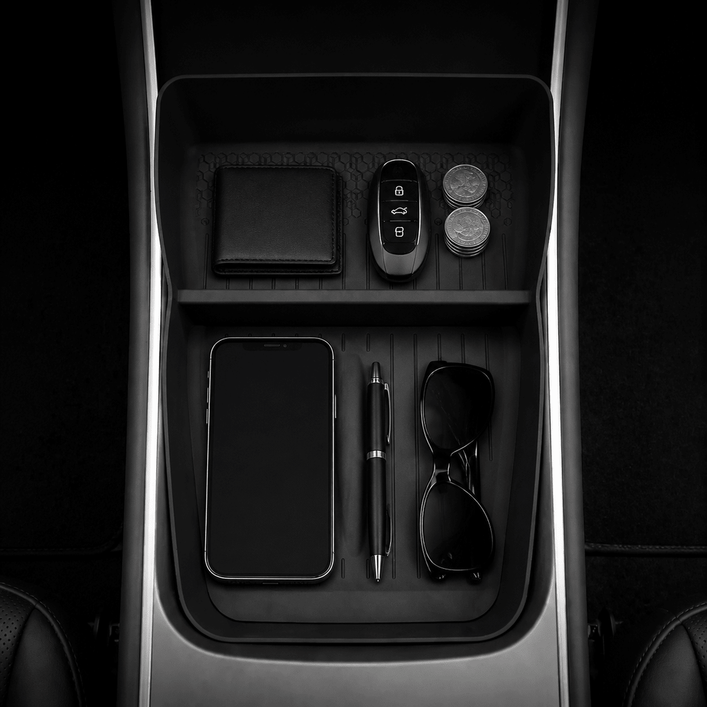 Silicone Center Console Lower Tray Mat for Model Y Standard 2026+