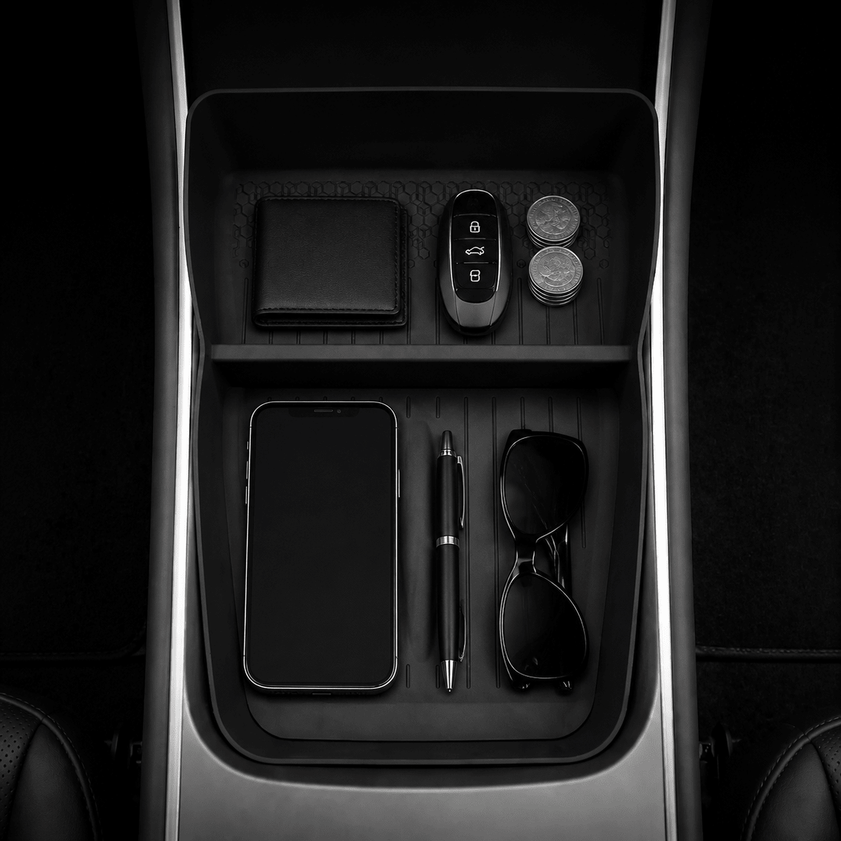 Silicone Center Console Lower Tray Mat for Model Y Standard 2026+