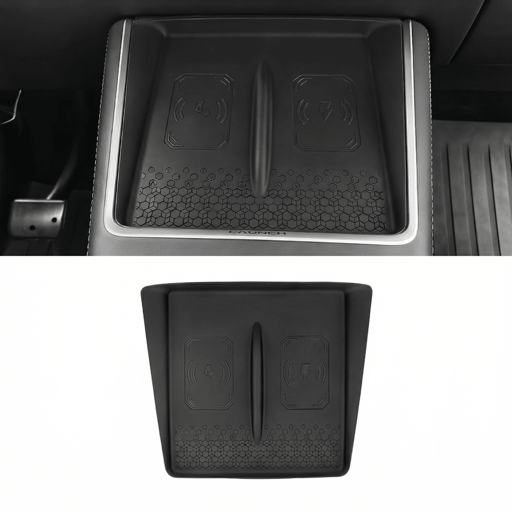Silicone Center Console Mat for Model Y Standard 2026 – Non-Slip Wireless Charging Pad Cover