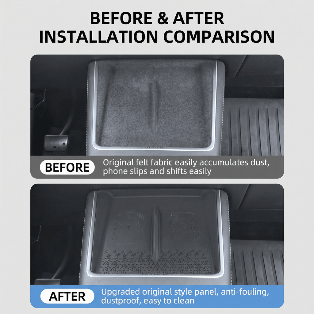 Silicone Center Console Mat for Model Y Standard 2026 – Non-Slip Wireless Charging Pad Cover
