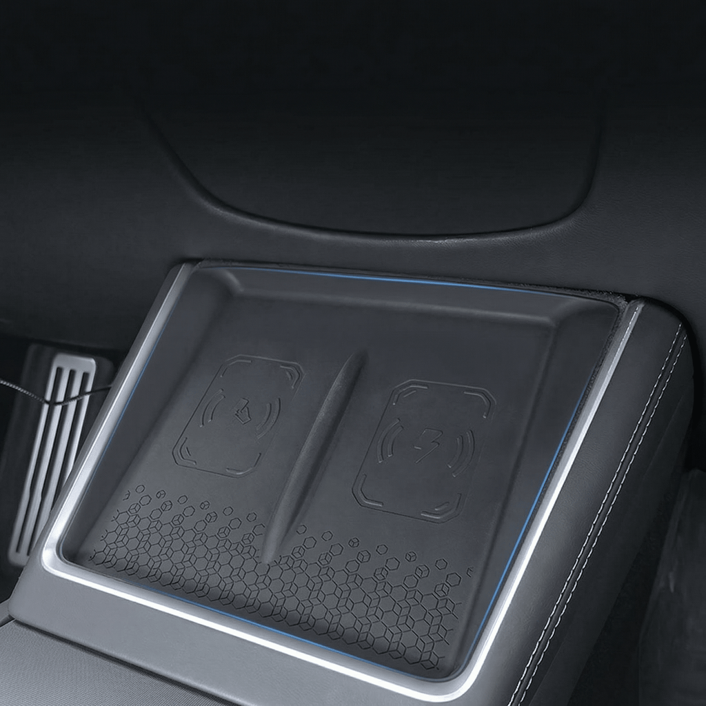 Silicone Center Console Mat for Model Y Standard 2026 – Non-Slip Wireless Charging Pad Cover