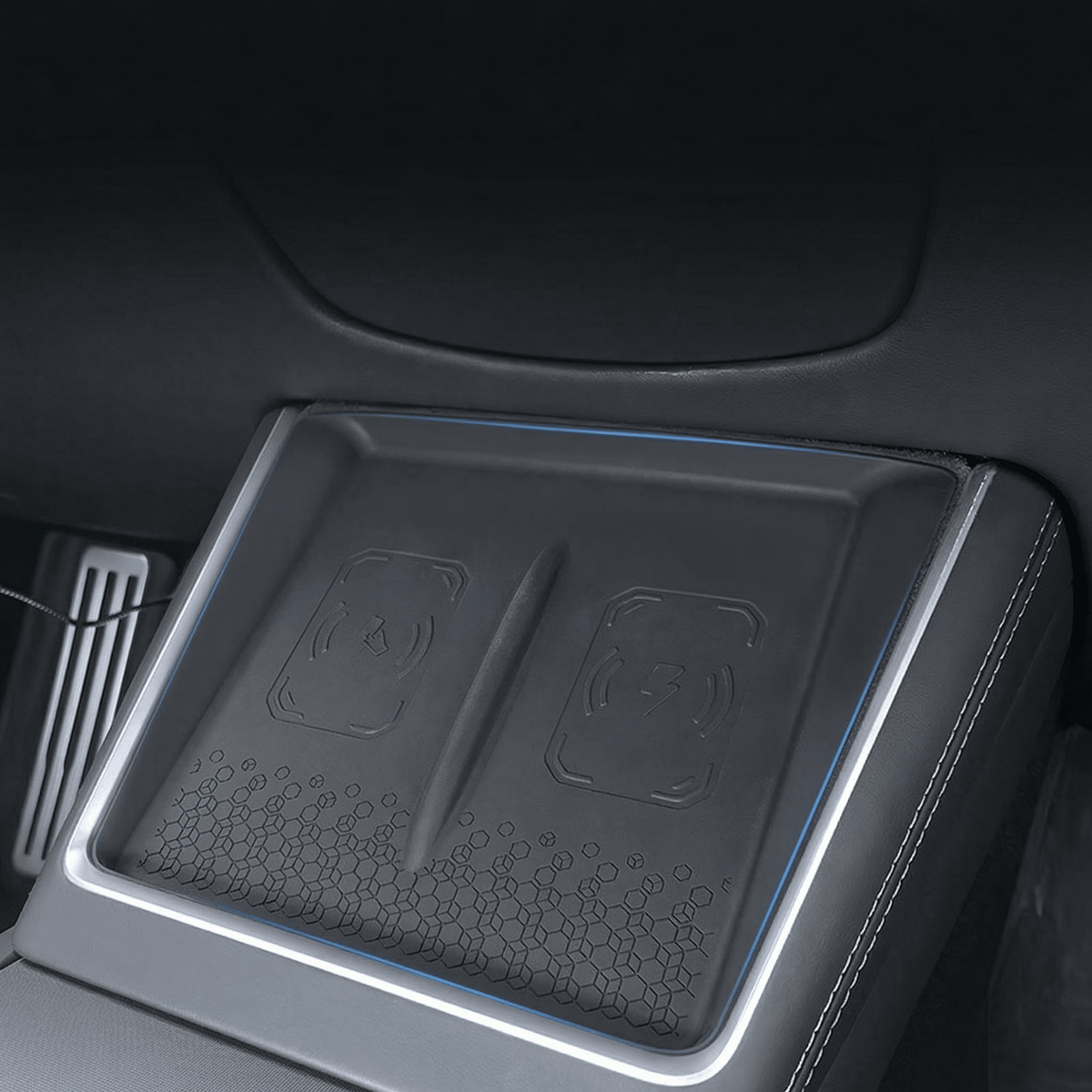 Silicone Center Console Mat for Model Y Standard 2026 – Non-Slip Wireless Charging Pad Cover