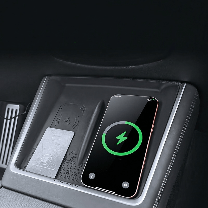 Silicone Center Console Mat for Model Y Standard 2026 – Non-Slip Wireless Charging Pad Cover