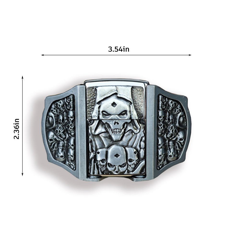 Silver Grim Reaper Lighter Belt Buckle