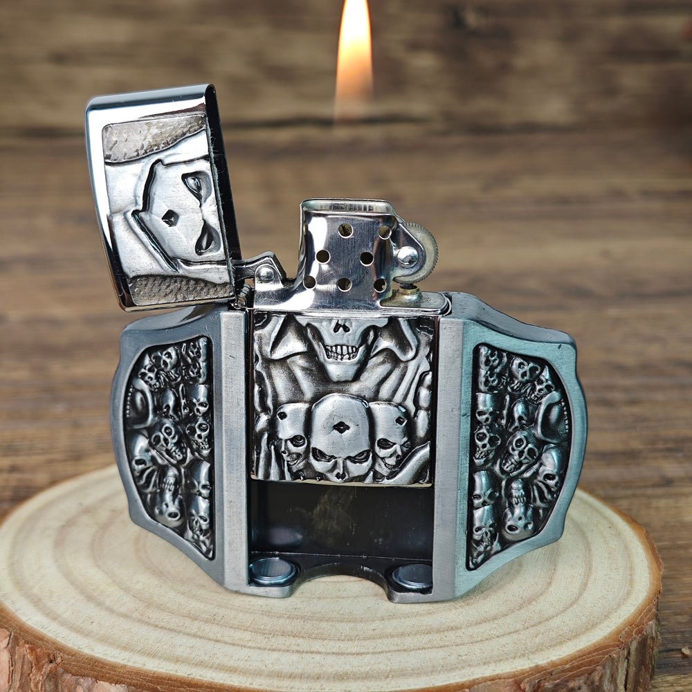 Silver Grim Reaper Lighter Belt Buckle
