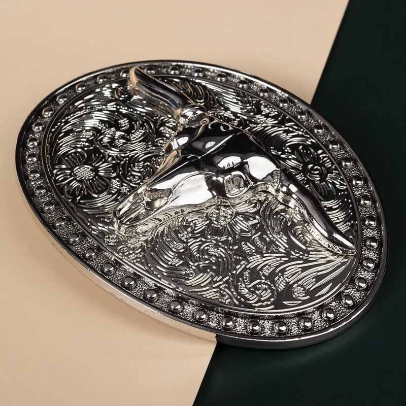 Silver Longhorn Belt Buckle