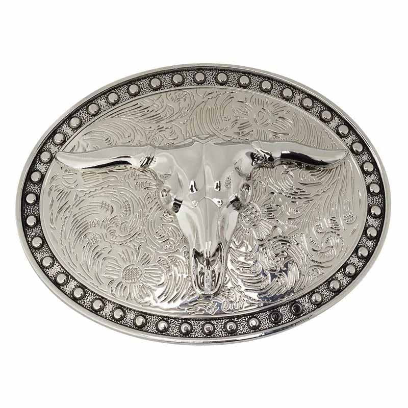 Silver Longhorn Belt Buckle